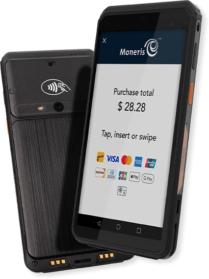 Go Slim handheld card terminal, front and back